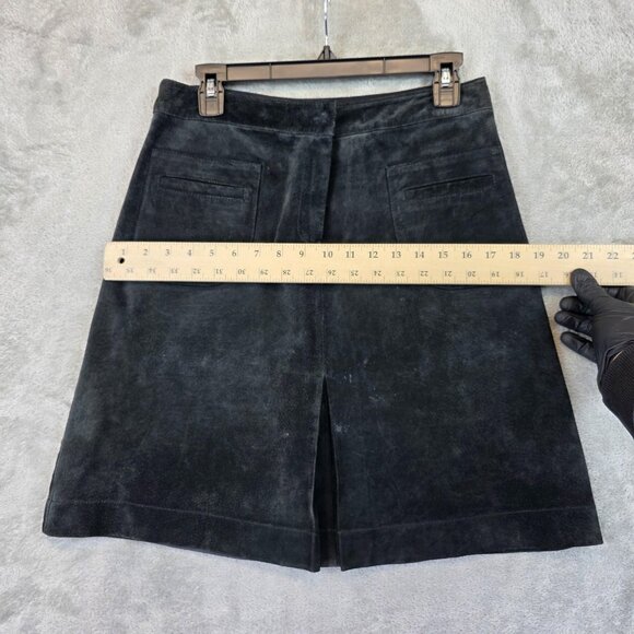 Lilly Pulitzer Suede Skirt Womens 8 Charcoal A-Line Washable Pig Suede Pockets - Picture 11 of 11